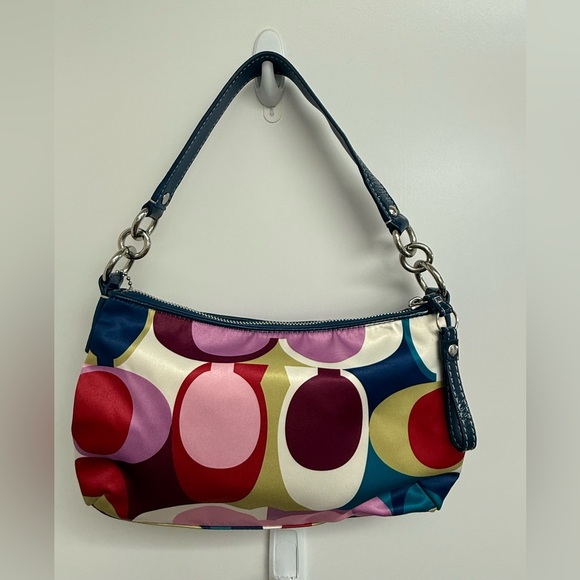 Coach Peyton Signature Multicolored Sateen Scarf Print Bag - Picture 4 of 16